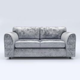 VELOURA Crush Velvet 3 Seater Fullback Sofa - Silver