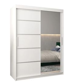 VICENZA 2 Door Mirrored Sliding Wardrobe White - 150cm