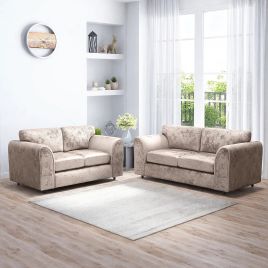 VELOURA Crush Velvet 3 and 2 Seater Fullback Sofa Set - Mink