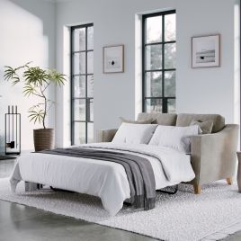 2 Seater Sofa Bed - KRISTY Fabric - Light Beige