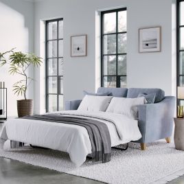 2 Seater Sofa Bed - KRISTY Fabric - Light Blue