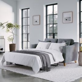2 Seater Sofa Bed - KRISTY Fabric - Light Grey