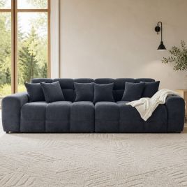STACIE Fabric 4 Seater Sofa - Black