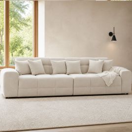 STACIE Fabric 4 Seater Sofa - Natural
