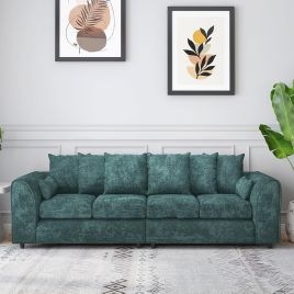 LORVANI Fabric 4 Seater Scatterback Sofa - Teal