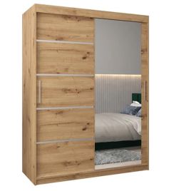 VICENZA 2 Door Mirrored Sliding Wardrobe Medium Oak - 150cm