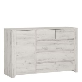 AKRON White Chest of Drawers - Large-sized, 5 Drawers