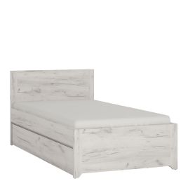 Angel Single Bed with underbed Drawer (Inc Slats) - White Craft Oak