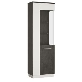 Zingaro Tall Glazed display cabinet (RH) - Slate Grey and Alpine White