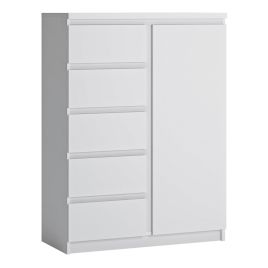 FABIA 1 Door Sideboard with 5 Drawers - White