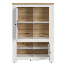 Display Cabinet - CELESTO Cabinet 2x LED Lights White and Oak 100cm