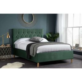Stylish Loxley Ottoman Storage Green Fabric Bed - Standard Double 4ft6