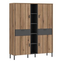 ARON 4 Door Wardrobe with 2 Drawers Oak and Grey - 119.2cm