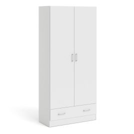 SUFFOLK 2 Door Wardrobe with 1 Drawer White - 79.4cm