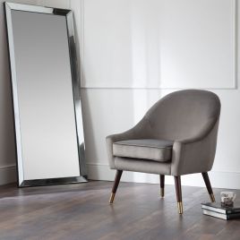 Elliot Upholstered Oak Legs Grey Velvet Arm Chair