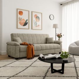 MORRAINE Fabric 3 Seater Sofa Bed - Taupe