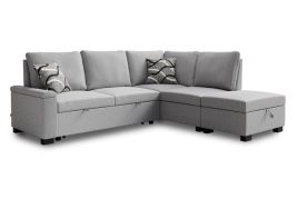 THORNWICK Fabric 4 Seater L Shaped Corner Sofa Bed - Grey, Right Hand Facing
