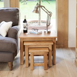 Harriet Contemporary Three Nest of Tables - Oak