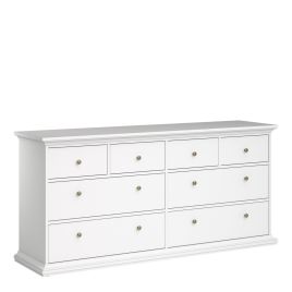 PORTHOPE White Chest of Drawers - Extra Large-sized, 8 Drawers
