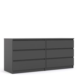 NANAIMO Black Chest of Drawers - Extra Large-sized, 6 Drawers