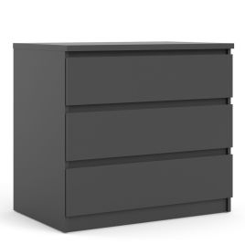 NANAIMO Black Chest of Drawers - Medium-sized, 3 Drawers