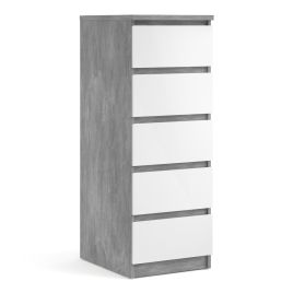 NANAIMO Grey Chest of Drawers - Tallboy, Medium-sized, 5 Drawers