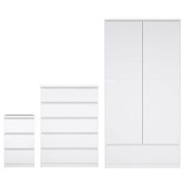 NANAIMO 2 Door Wardrobe Set 3 Piece - White