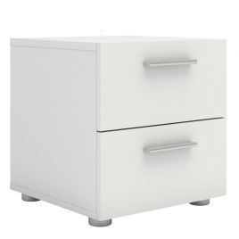 Bedside Table - PEPE 2 Drawer Nightstand White 40cm
