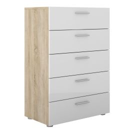 PEMBROKE Oak Finish Chest of Drawers - Medium-sized, 5 Drawers