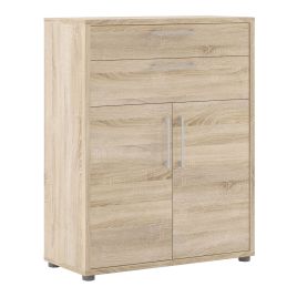 Prima Bookcase 2 Shelves with 2 Drawers and 2 Doors in Oak - Oak Effect