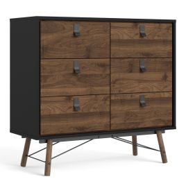 Black Chest of Drawers - RYTON Medium Chest 6 Drawers Double Chest