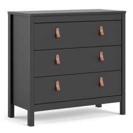 BURNLEY Black Chest of Drawers - Medium-sized, 3 Drawers