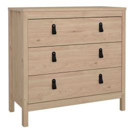 BURNLEY Oak Finish Chest of Drawers - Medium-sized, 3 Drawers