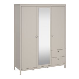 MEMPHIS 3 Door Mirrored Wardrobe with 2 Drawers Beige - 150cm