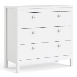 MEMPHIS White Chest of Drawers - Medium-sized, 3 Drawers
