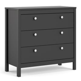 MEMPHIS Black Chest of Drawers - Medium-sized, 3 Drawers