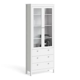 Madrid China cabinet 2 doors w/glass + 3 drawers in White - White