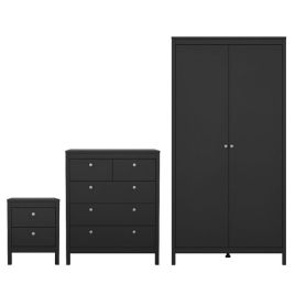 MEMPHIS 2 Door Wardrobe Set 3 Piece - Matt Black