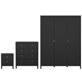 MEMPHIS 3 Door Wardrobe Set 3 Piece - Matt Black