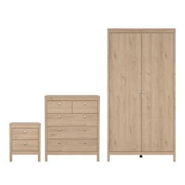 MEMPHIS 2 Door Wardrobe Set 3 Piece - Light Oak