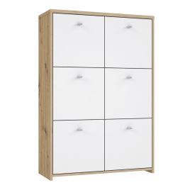 BEACON 6 Door Tall Sideboard Cabinet - Oak and White