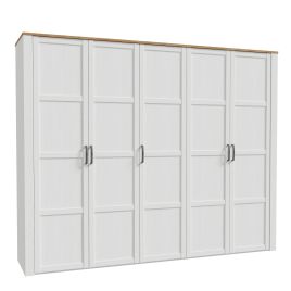 BUENOS 5 Doors Wardrobe White and Oak - 266cm