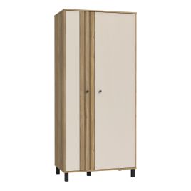 GABON 2 Doors Wardrobe Cream and Oak - 88cm