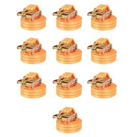 Ratchet Tie Down Straps 10 Pcs 1 Tonnes 6mx38mm Orange