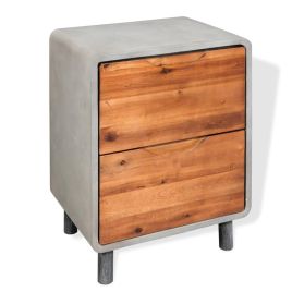 Bedside Table - ARDMORE Nightstand Oak and Grey 40cm