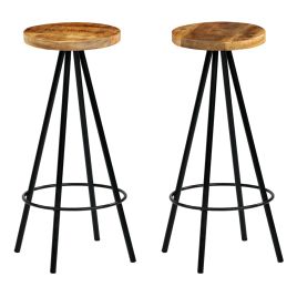 Bar Chairs 2 Pieces Solid Mango Wood