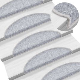 Carpet Stair Treads 15 pcs Light Grey 56x17x3 cm