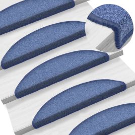 Carpet Stair Treads 15 pcs Blue 56x17x3 cm