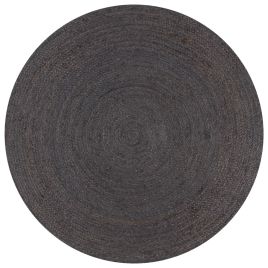 Handmade Rug Jute Round 90 cm Dark Grey