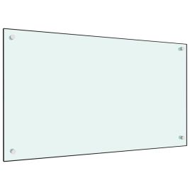 Kitchen Backsplash White 90x50 cm Tempered Glass